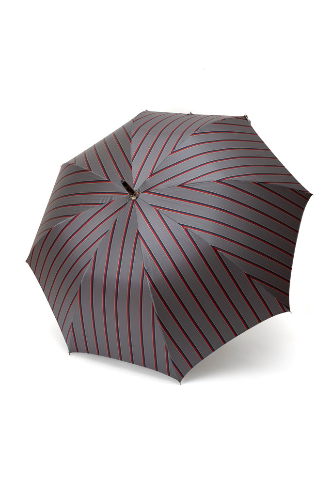 Mario Talarico Gray Striped Chestnut Wood Umbrella