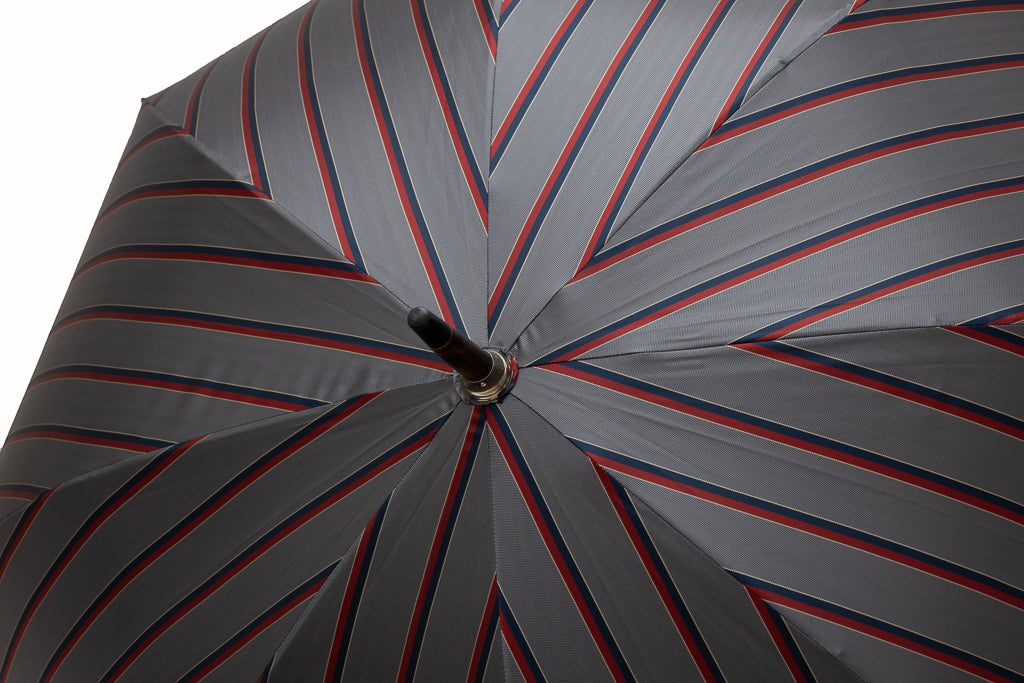 Mario Talarico Gray Striped Chestnut Wood Umbrella