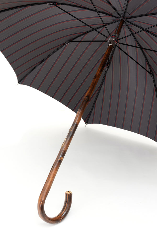 Mario Talarico Gray Striped Chestnut Wood Umbrella