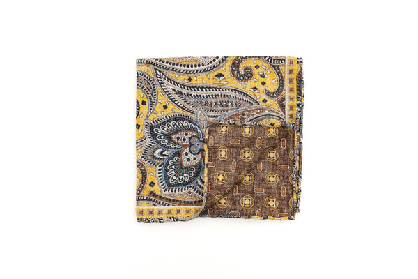 Ochre patterned silk pouch
