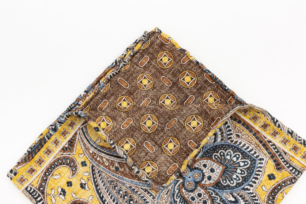 Ochre patterned silk pouch