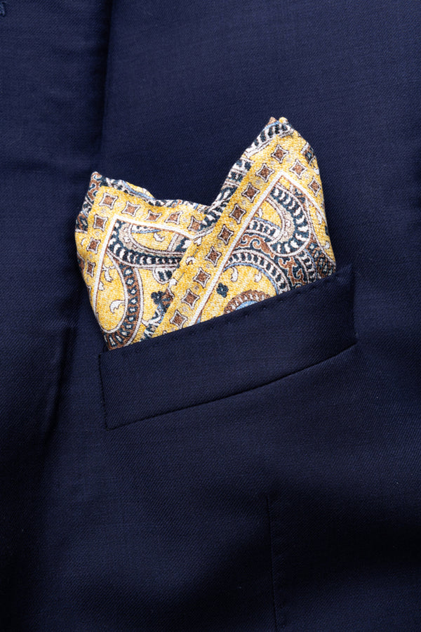 Ochre patterned silk pouch