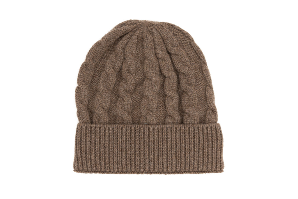 Brown knitted cashmere hat