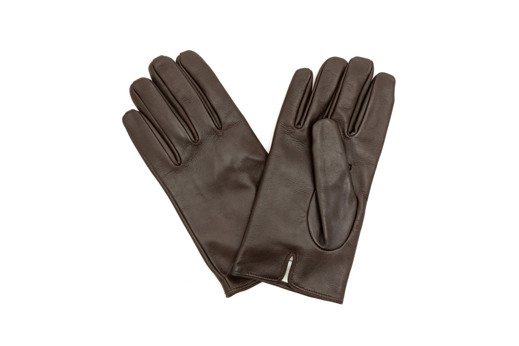 Bruine Gladde Leren Handschoenen