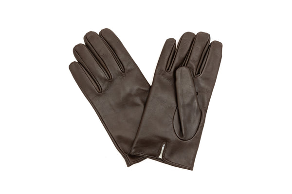 Bruine Gladde Leren Handschoenen