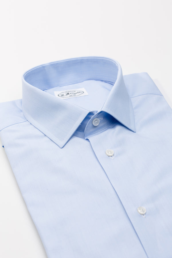Light Blue Poplin Shirt Thomas Mason
