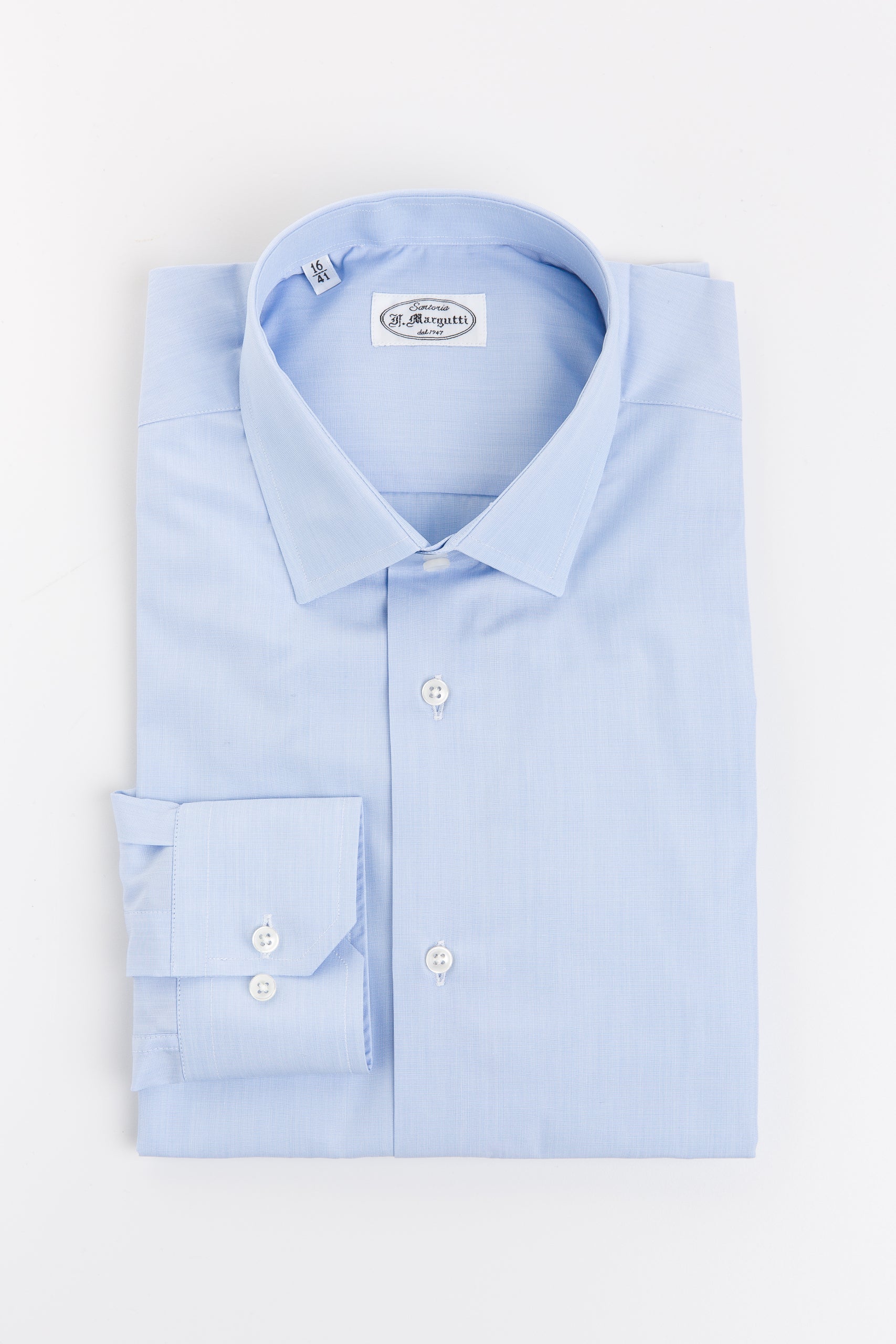 Light Blue Poplin Shirt Thomas Mason