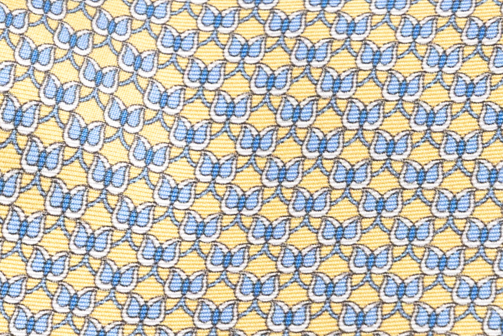 Yellow patterned tie in pure silk