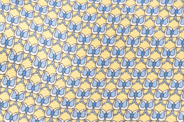 Yellow patterned tie in pure silk