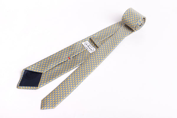 Yellow patterned tie in pure silk