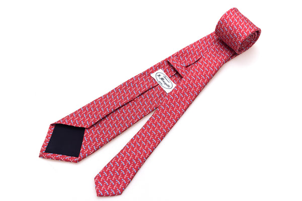 Red dragonfly tie in pure silk
