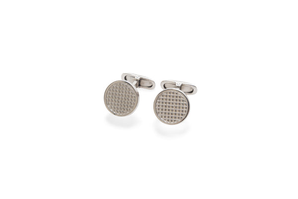Engraved round silver cufflinks