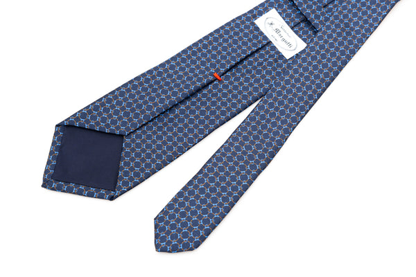 Blue tie with woven micro-pattern pure silk