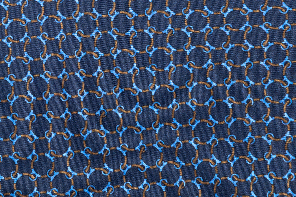 Blue tie with woven micro-pattern pure silk