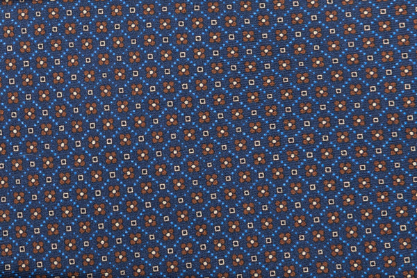 Blue tie with brown micro-pattern pure silk