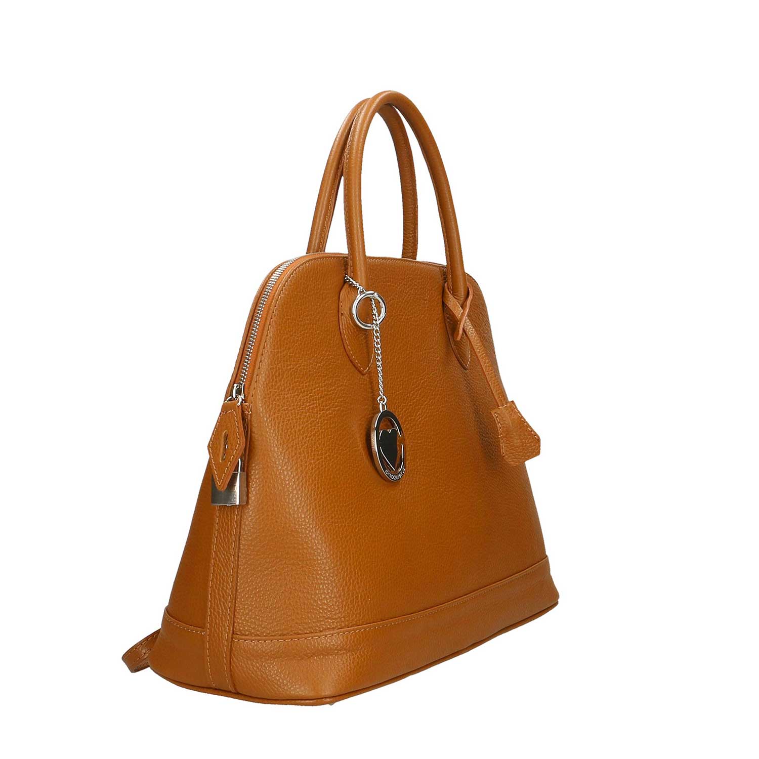 Women's Leather Handbag with Pendant - Torino 80028