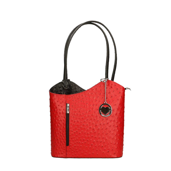 Borsa a spalla in pelle da donna stampa struzzo - Cancun 3005