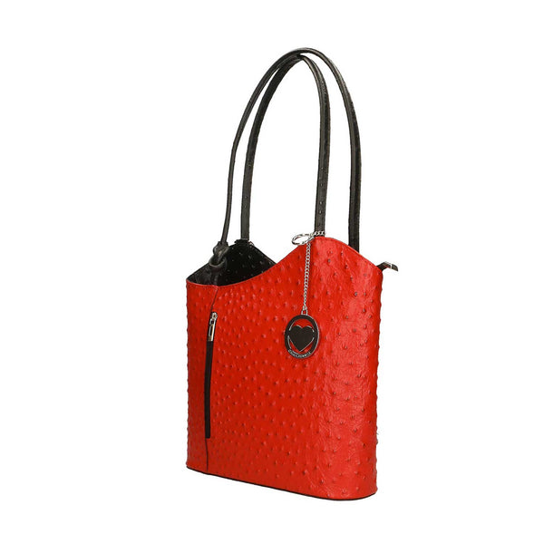 Women's Leather Shoulder Bag Ostrich Print - Cancun 3005