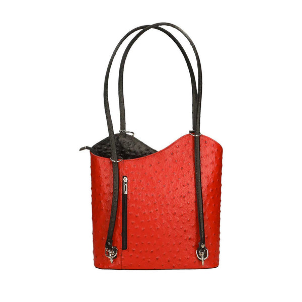 Borsa a spalla in pelle da donna stampa struzzo - Cancun 3005