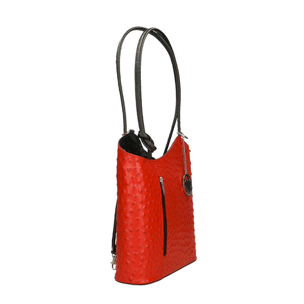 Women's Leather Shoulder Bag Ostrich Print - Cancun 3005