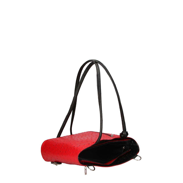 Borsa a spalla in pelle da donna stampa struzzo - Cancun 3005