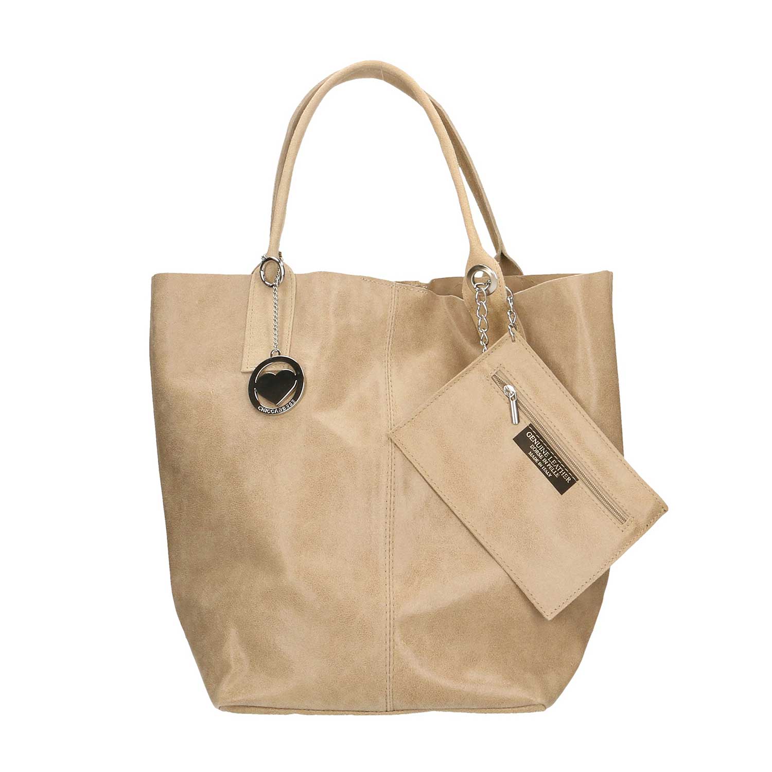 Grande Borsa Shopper da Donna in Pelle Splittata con Pochette - 5190