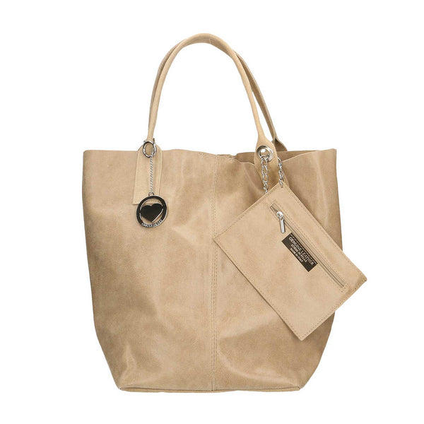 Grande Borsa Shopper da Donna in Pelle Splittata con Pochette - 5190