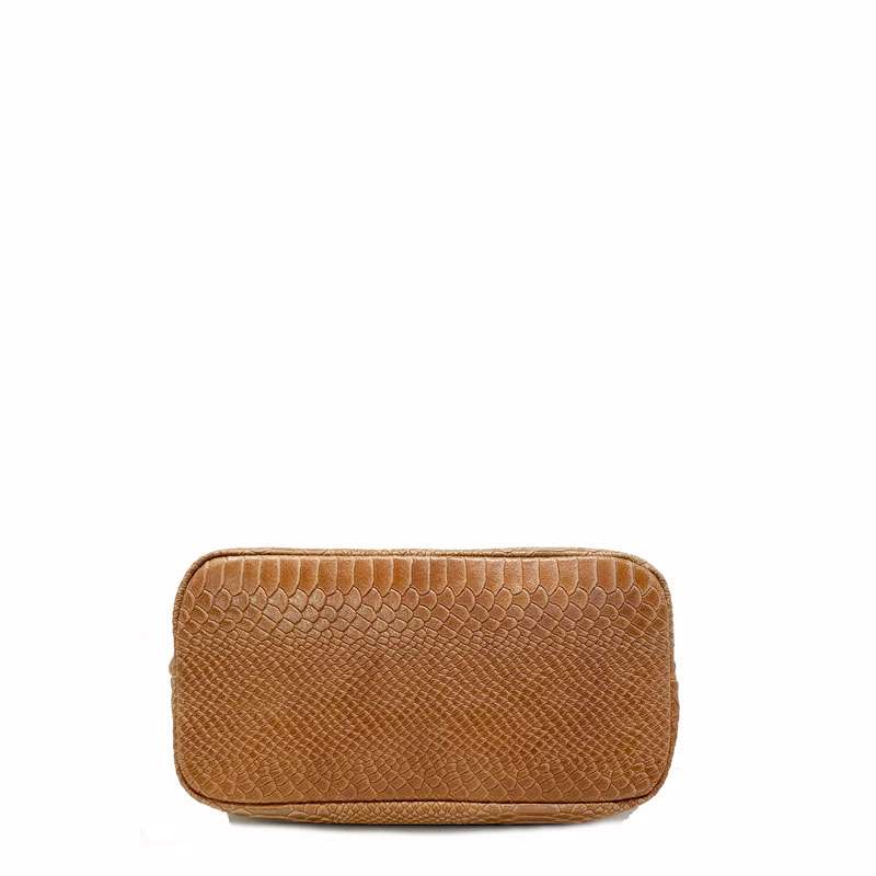 Women's Handbag with Python Print on Leather - 5276