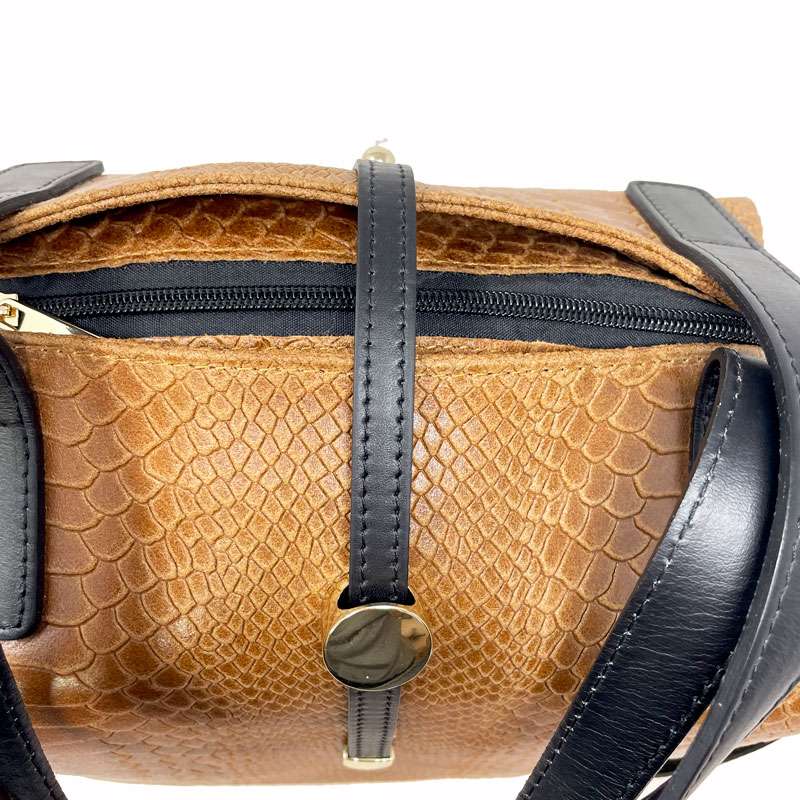 Women's Handbag with Python Print on Leather - 5276