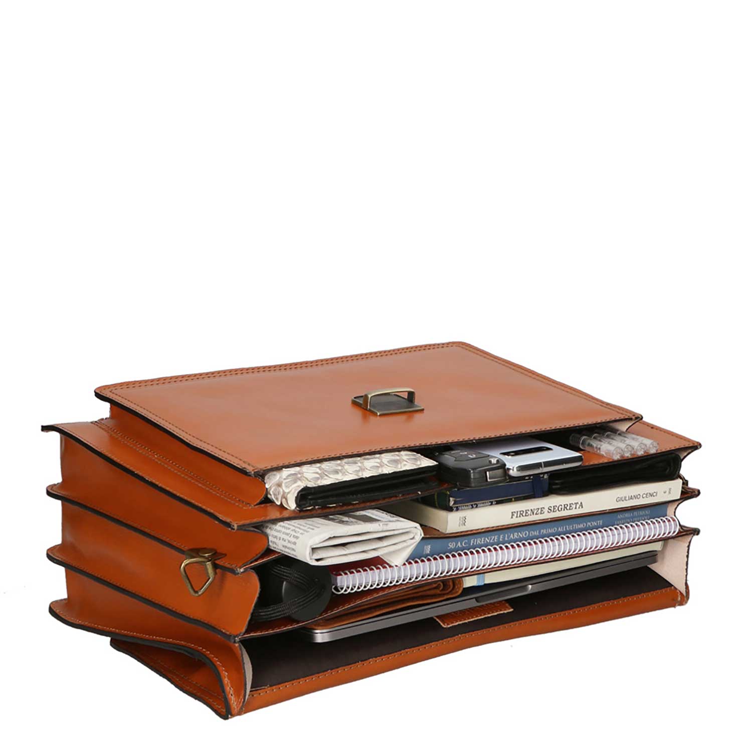 Work Bag, Briefcase, 24-Hour Document Holder for Men in Leather - 39x30x18 cm - 7008