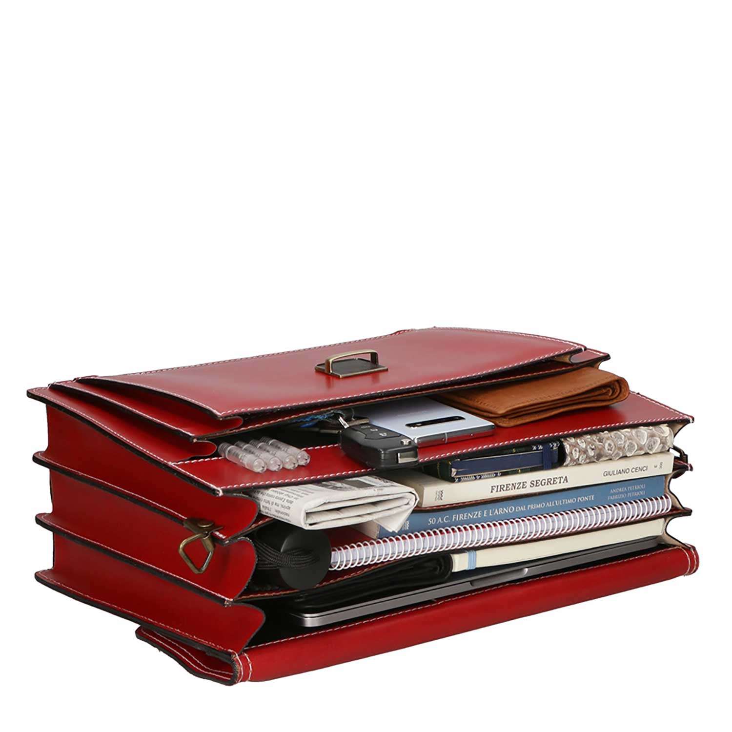 Work Bag, Briefcase, 24-Hour Document Holder for Men in Leather - 39x30x18 cm - 7010