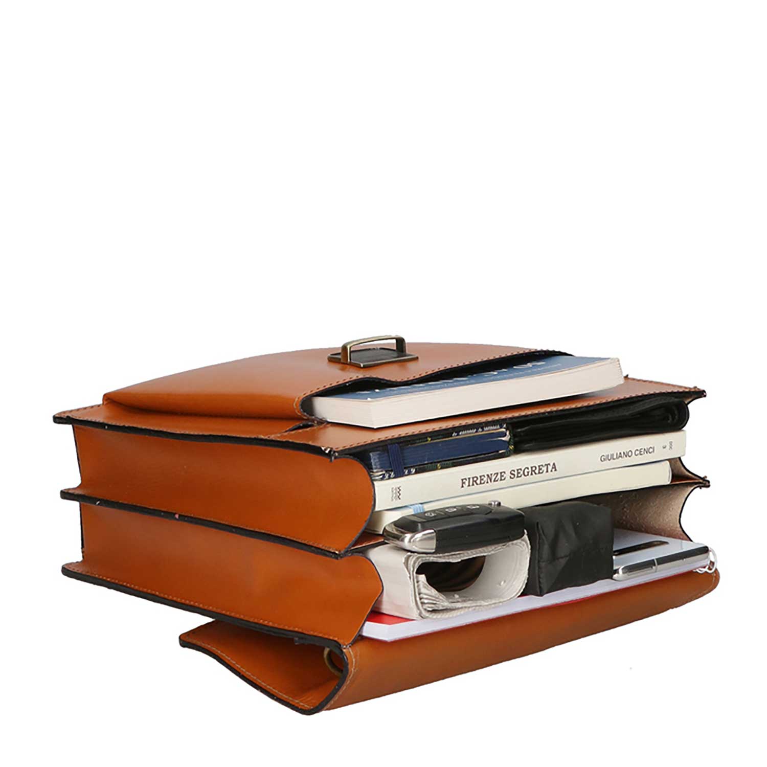 Work bag, men's leather pouch - 27x32x10 cm - 7012