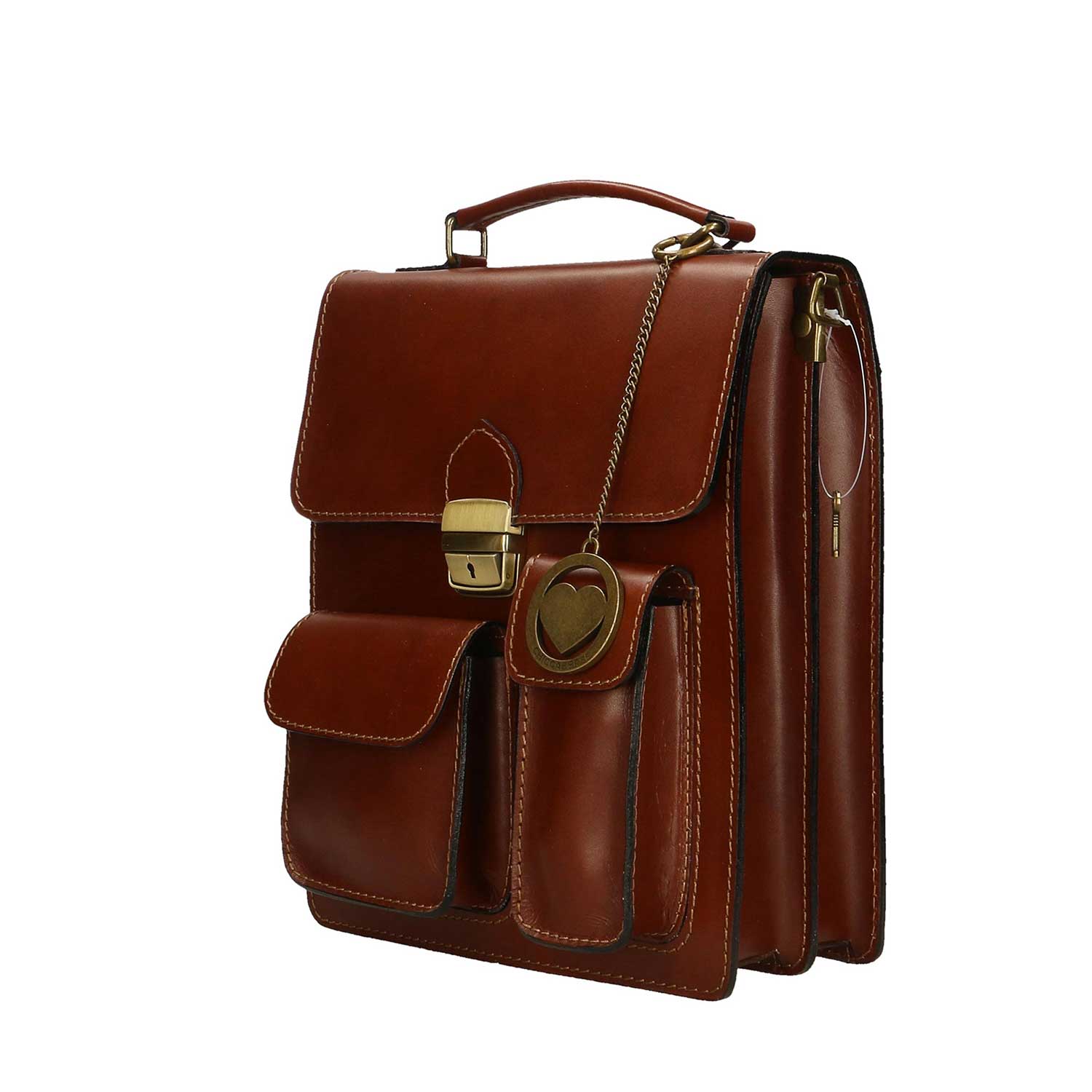 Work bag, men's leather pouch - 27x32x10 cm - 7013
