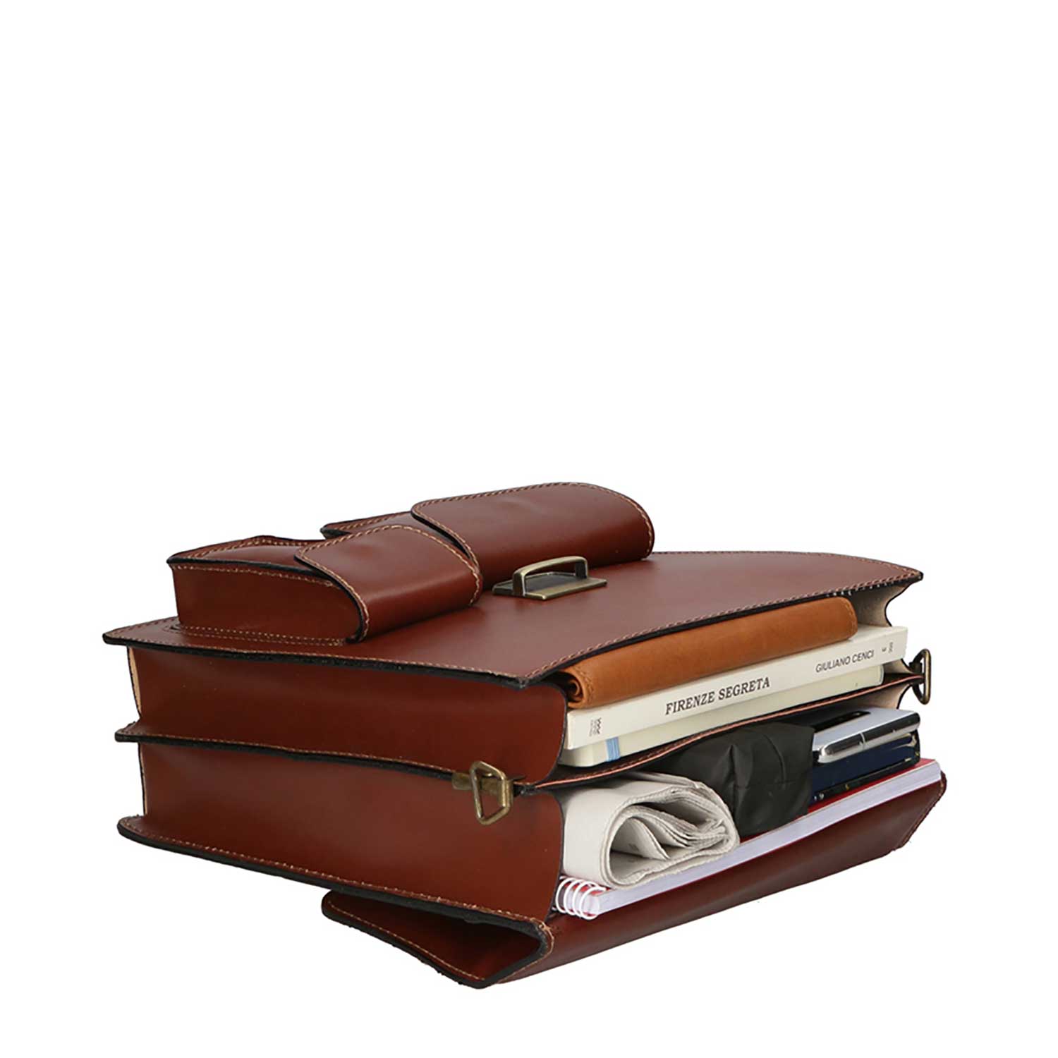 Work bag, men's leather pouch - 27x32x10 cm - 7013