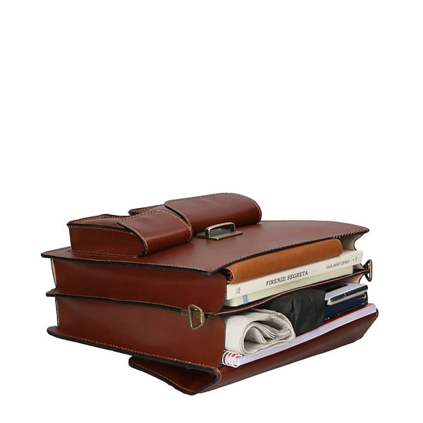 Work bag, men's leather pouch - 27x32x10 cm - 7013