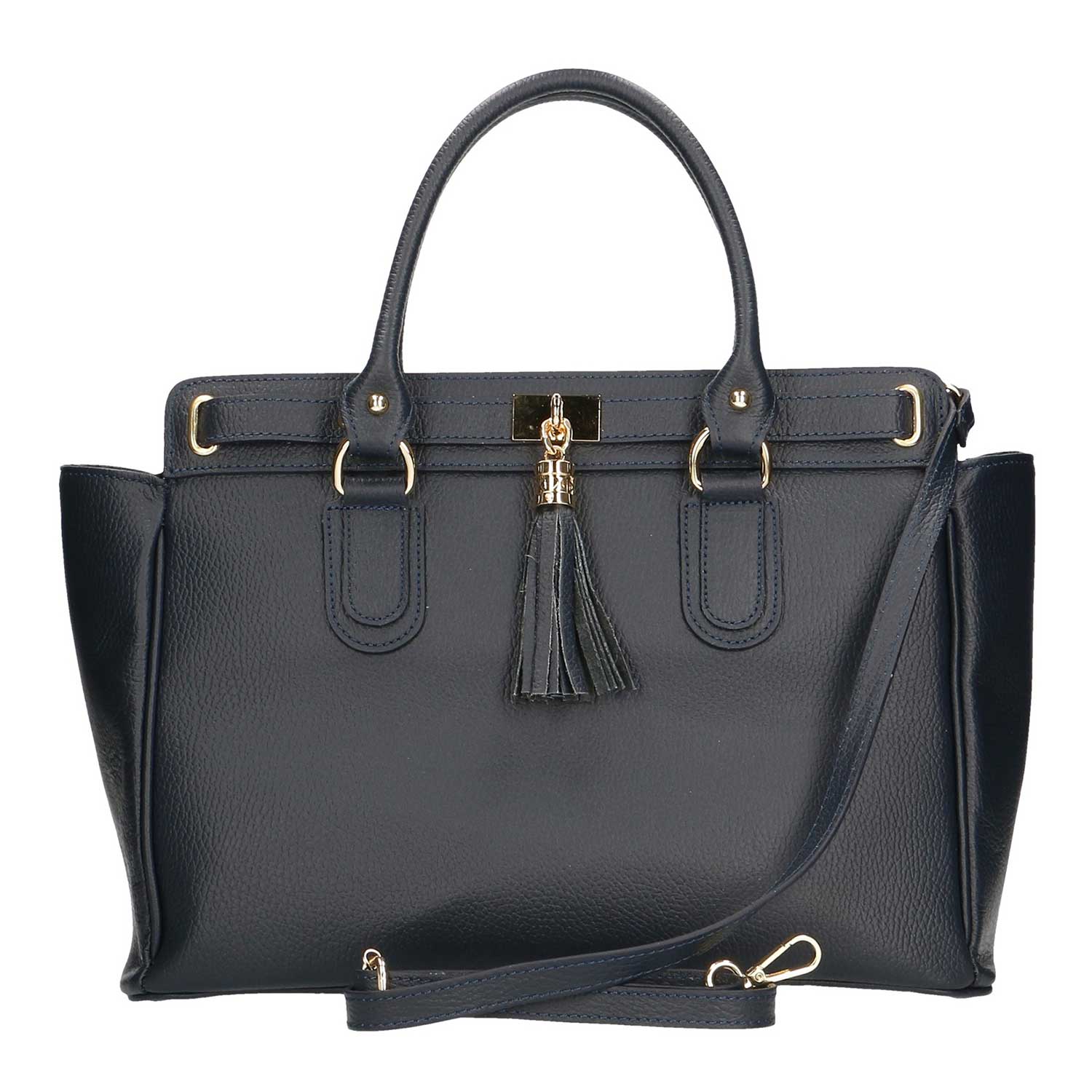 Large Women's Handbag with Leather Pendant - 80048