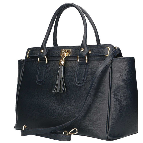 Large Women's Handbag with Leather Pendant - 80048