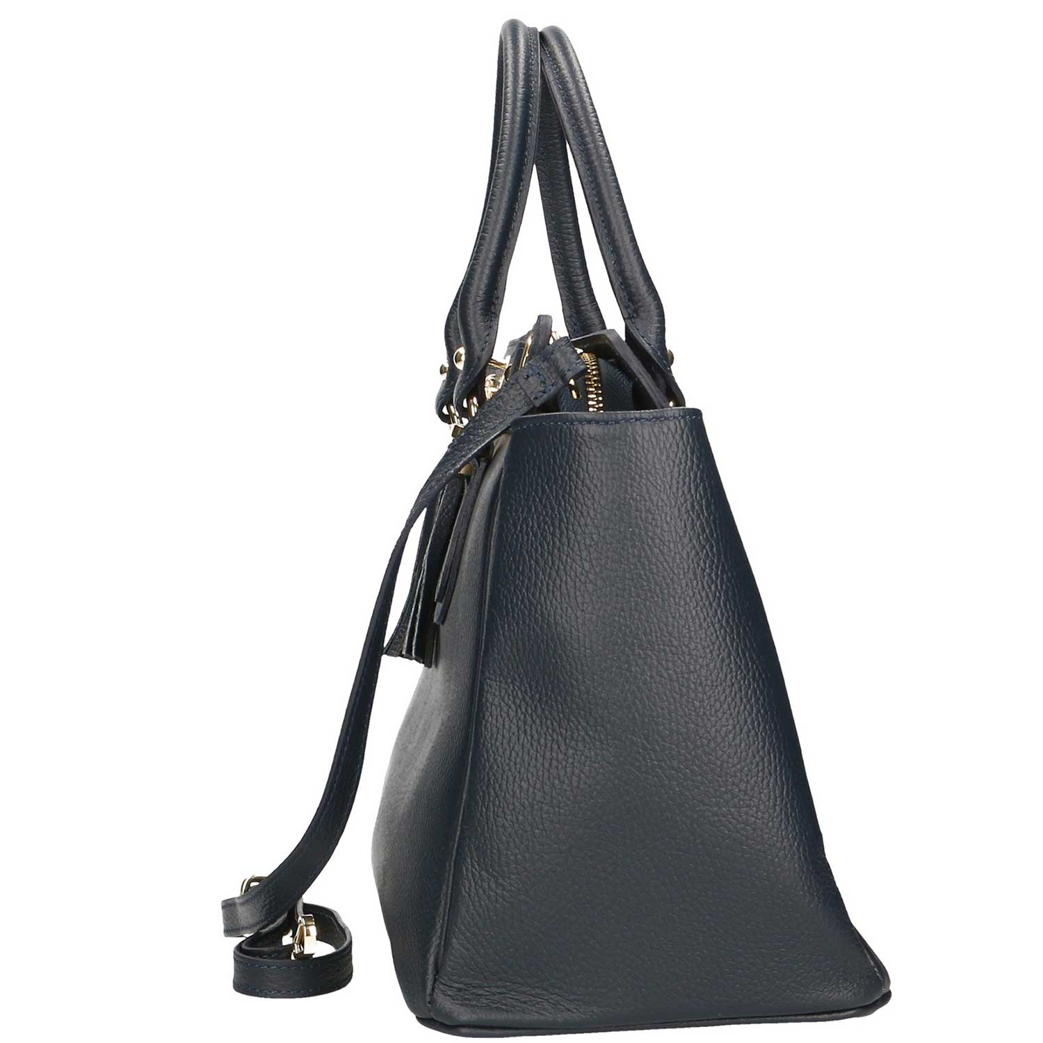 Large Women's Handbag with Leather Pendant - 80048