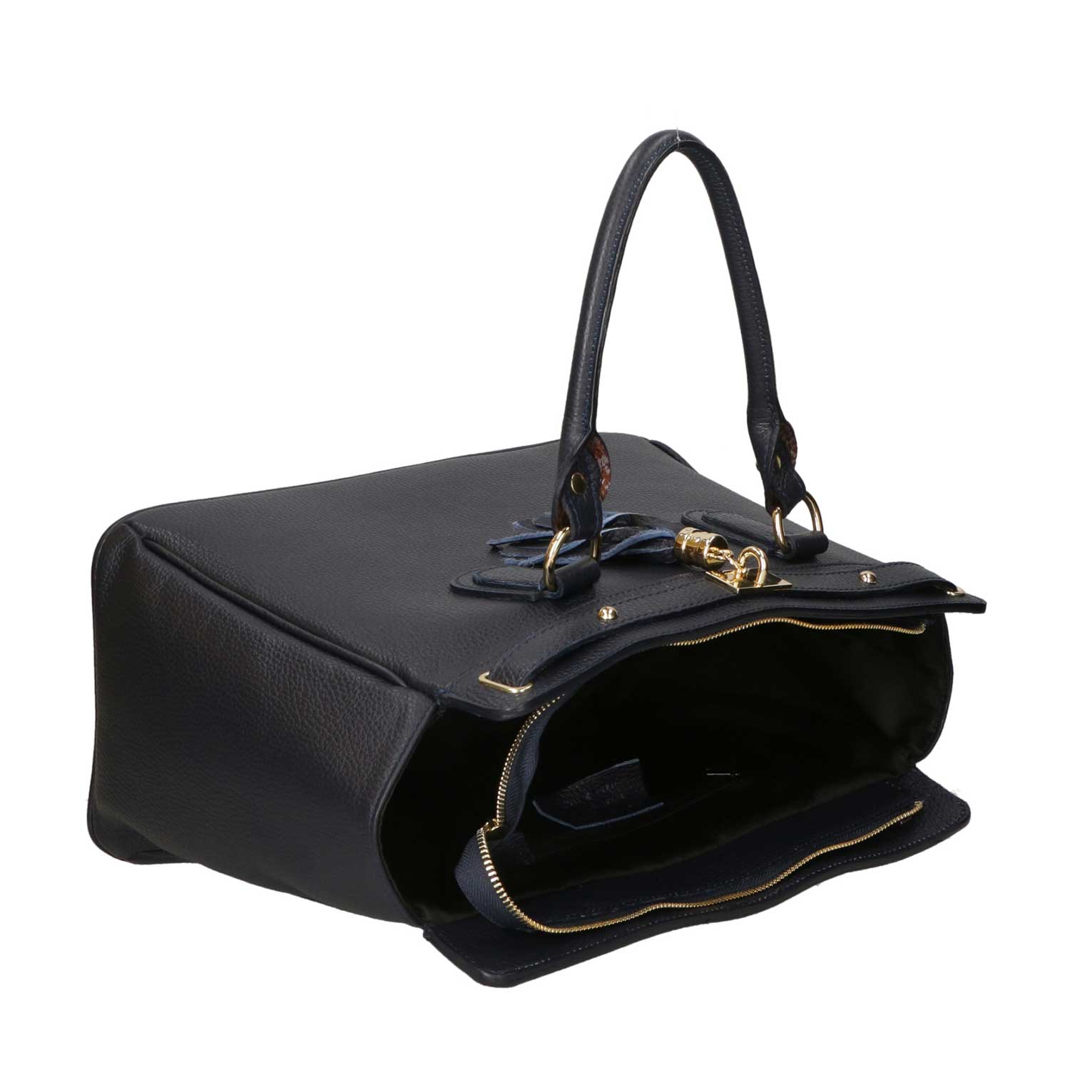 Large Women's Handbag with Leather Pendant - 80048