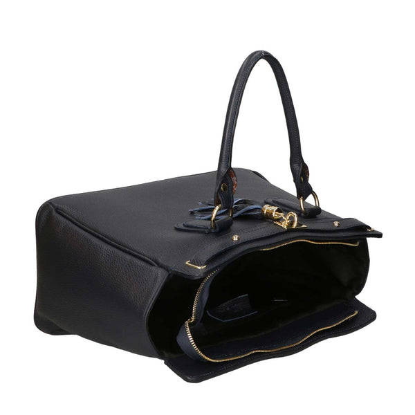 Large Women's Handbag with Leather Pendant - 80048