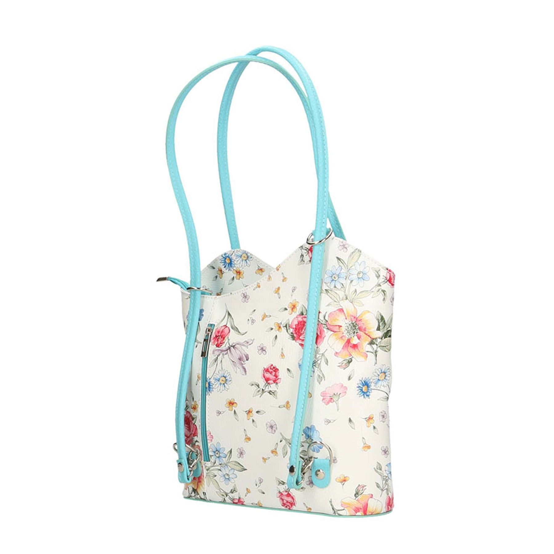 Women's Shoulder Bag with Floral Pattern in Leather - 27x30x9 cm - 80056
