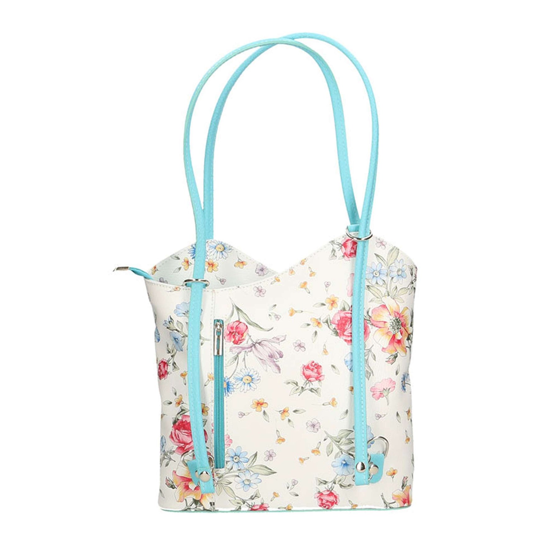 Women's Shoulder Bag with Floral Pattern in Leather - 27x30x9 cm - 80056