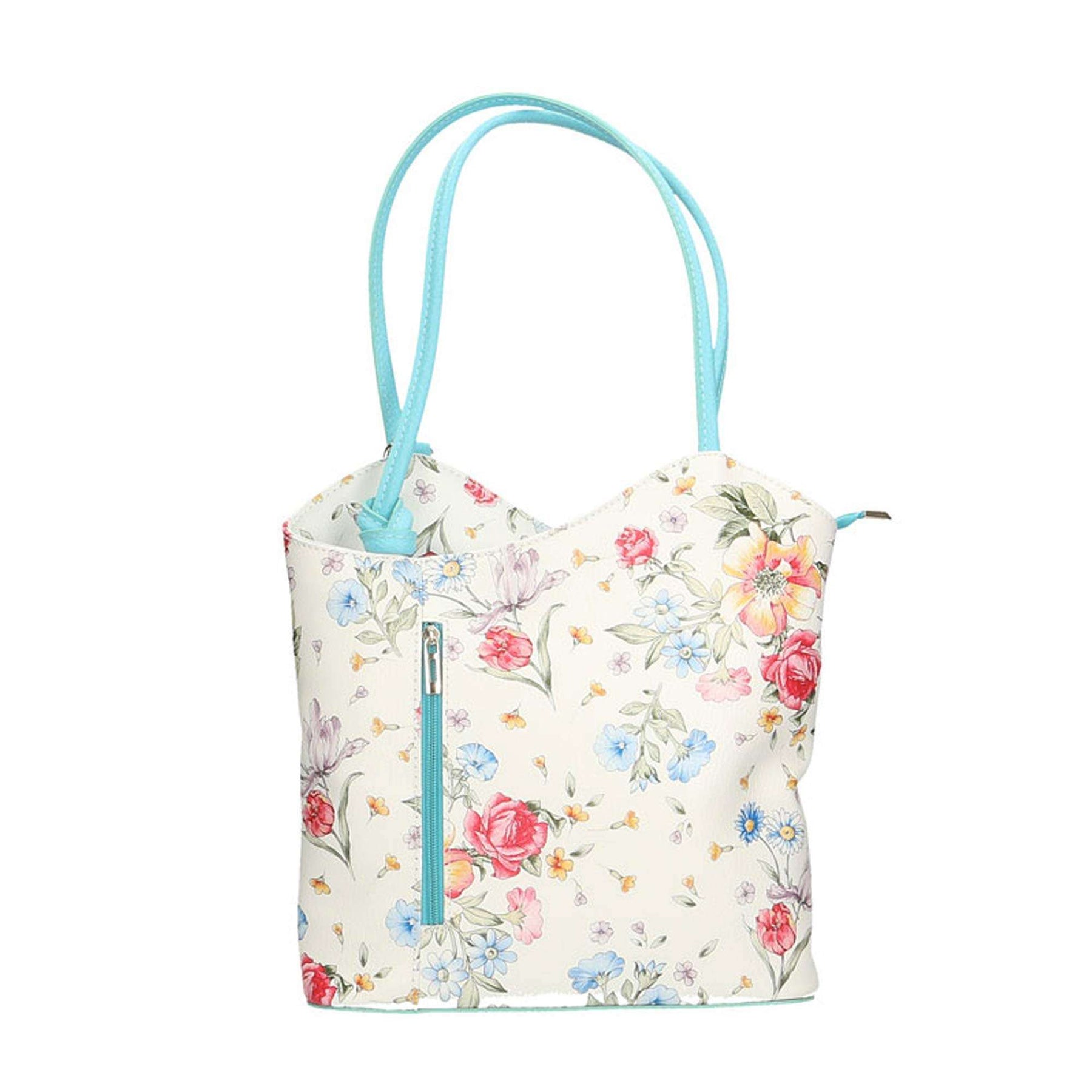 Women's Shoulder Bag with Floral Pattern in Leather - 27x30x9 cm - 80056