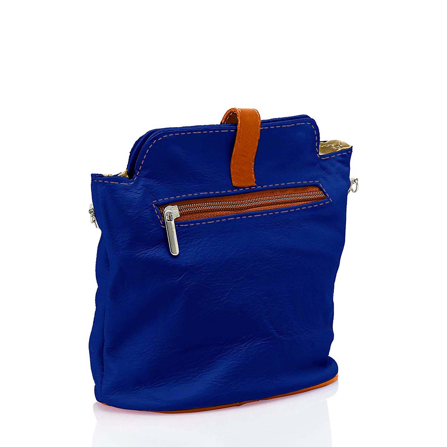 Borsa a spalla da donna in pelle genuina. Made in Italy. 21x20x10 Cm - 3322.