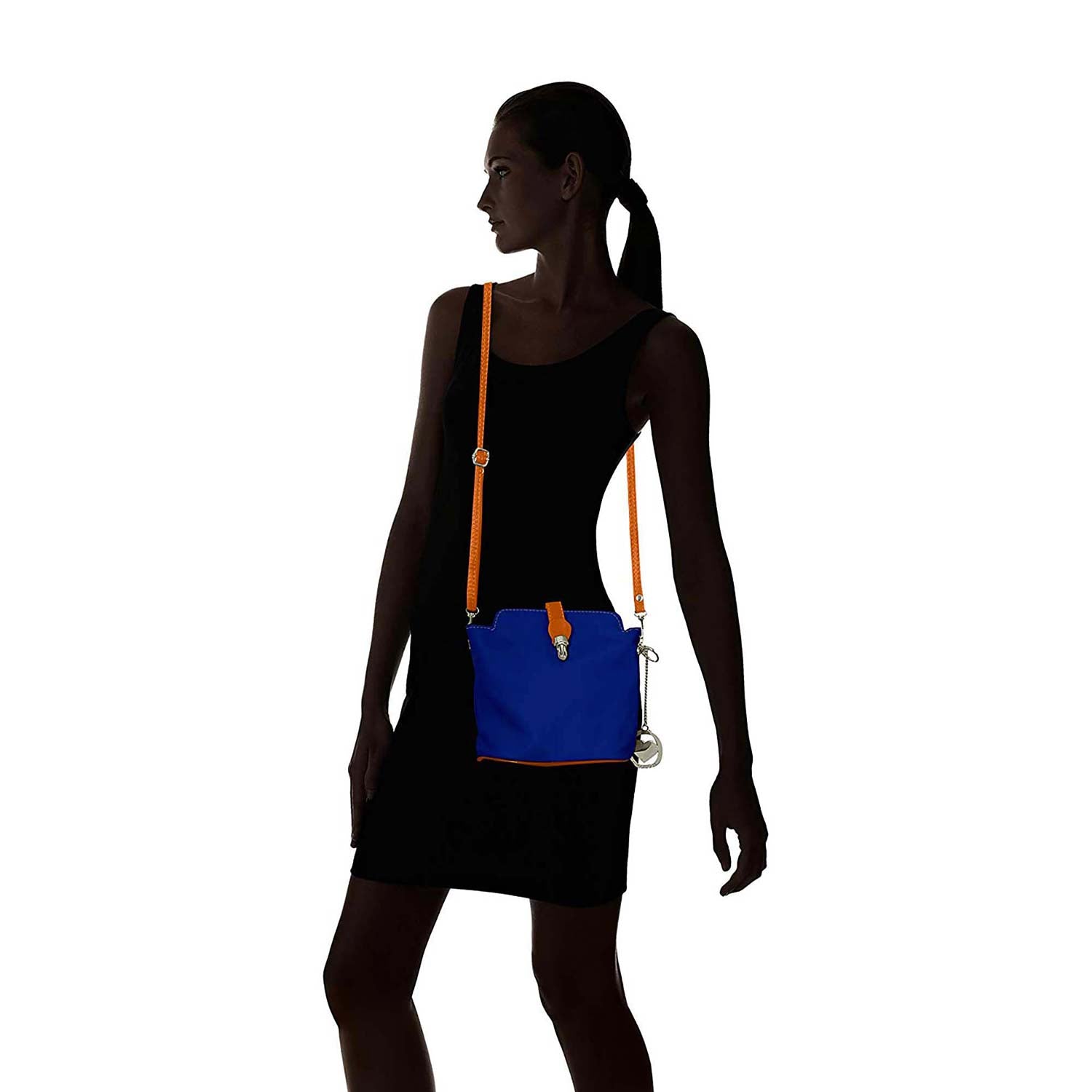 Borsa a spalla da donna in pelle genuina. Made in Italy. 21x20x10 Cm - 3322.