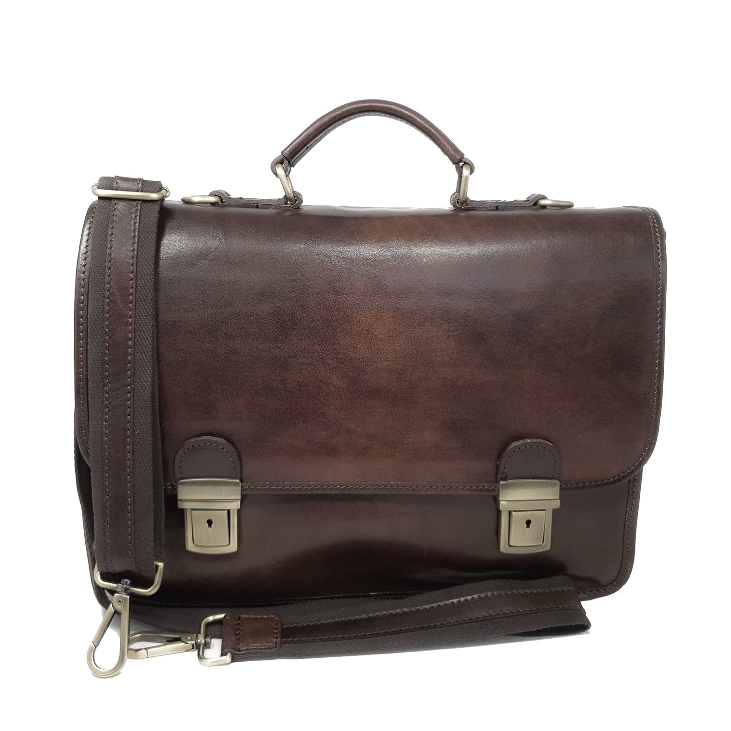 Borsa da lavoro, cartella, portadocumenti per uomini, con tracolla in pelle - 40x28x10 cm - G225