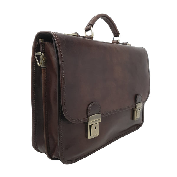 Borsa da lavoro, cartella, portadocumenti per uomini, con tracolla in pelle - 40x28x10 cm - G225