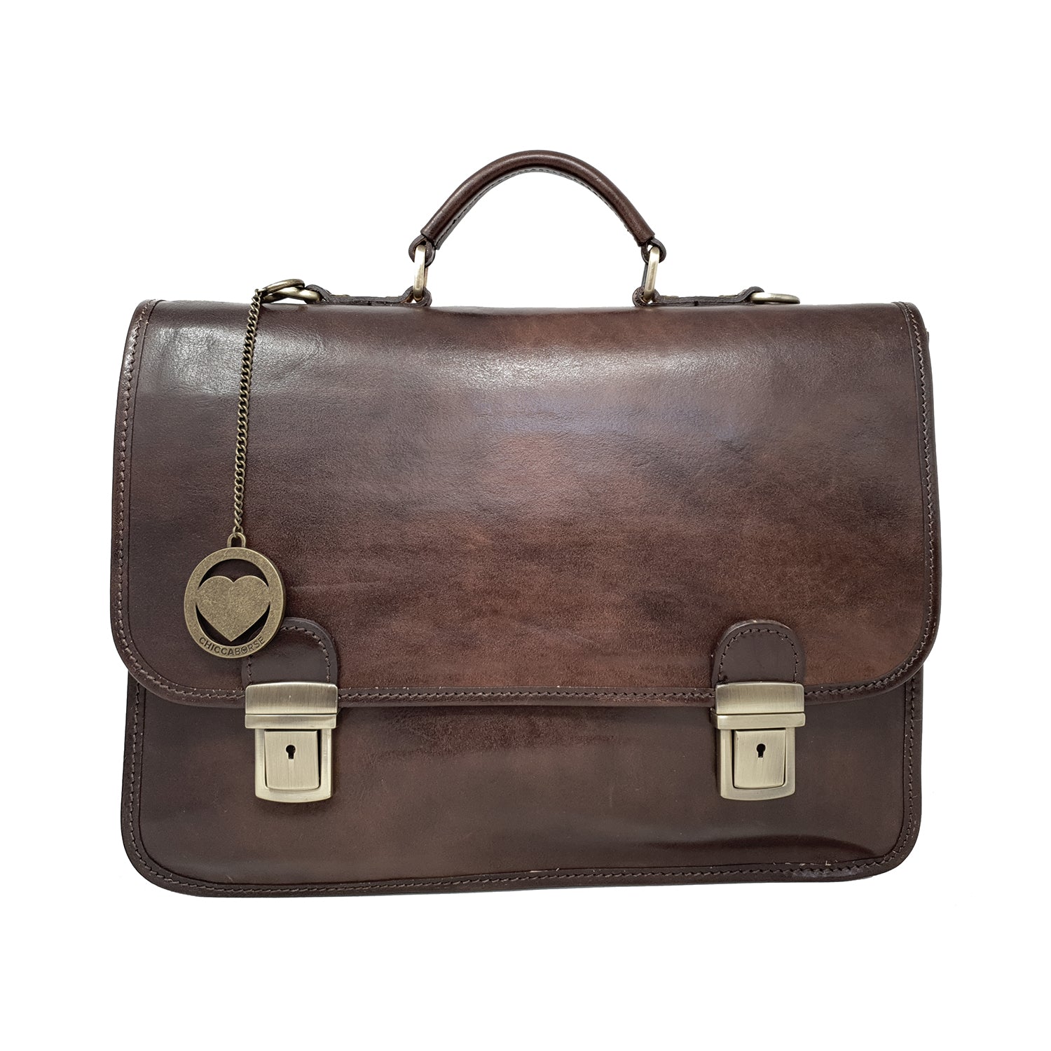 Borsa da lavoro, cartella, portadocumenti per uomini, con tracolla in pelle - 40x28x10 cm - G225