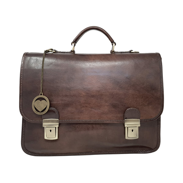 Borsa da lavoro, cartella, portadocumenti per uomini, con tracolla in pelle - 40x28x10 cm - G225