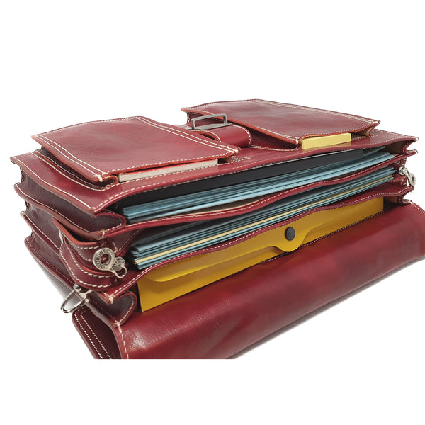 Grande Borsa da Lavoro Cartella Portadocumenti per Uomini in Pelle - 43x30x11 Cm - G1010